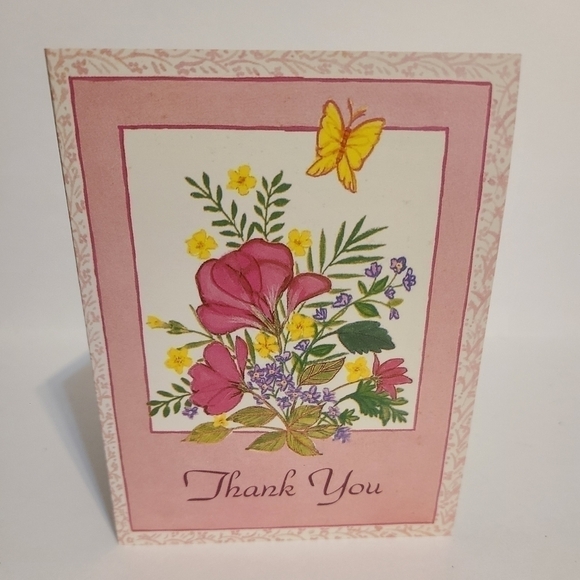 Vintage Walter Drake | Pink Flowers Thank You Card - Picture 1 of 5